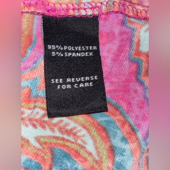 MSK Paisley Print Short Sleeve Collar Midi Dress Women L Unique Art To Wear‎ NEW - Picture 6 of 10